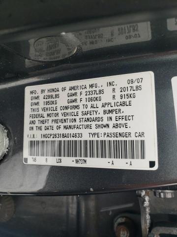 1HGCP26318A014633 - 2008 HONDA ACCORD LX GRAY photo 13