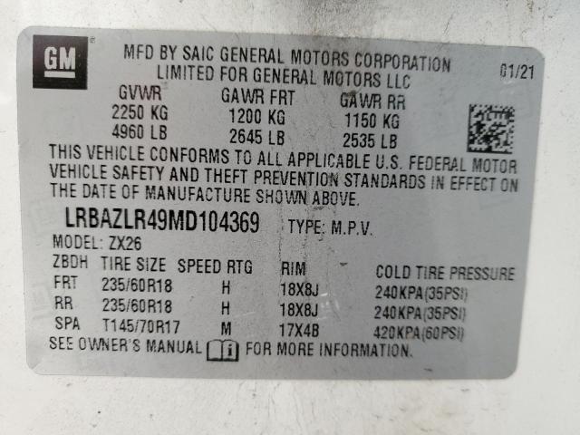 LRBAZLR49MD104369 - 2021 BUICK ENVISION PREFERRED WHITE photo 13