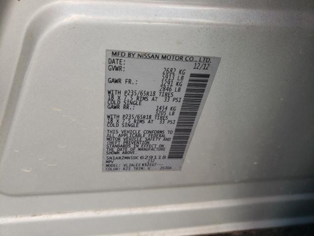 5N1AR2MN5DC629118 - 2013 NISSAN PATHFINDER S SILVER photo 13