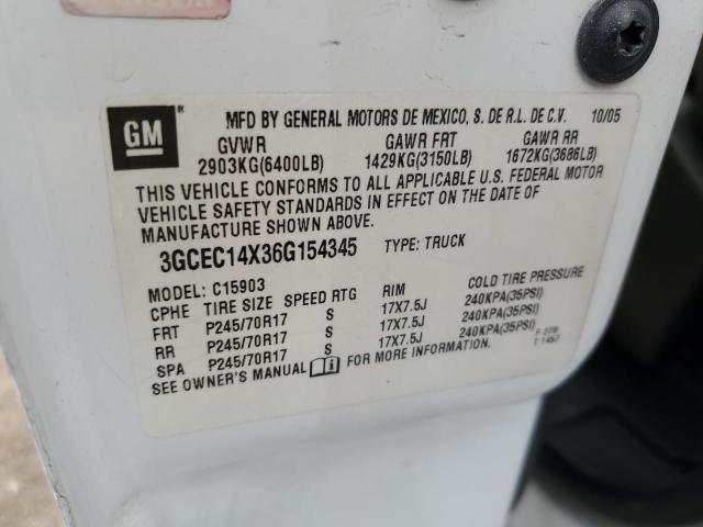 3GCEC14X36G154345 - 2006 CHEVROLET SILVERADO C1500 WHITE photo 12