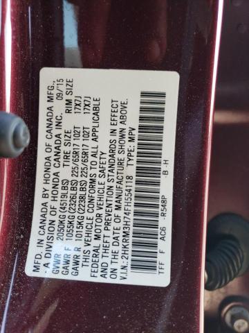 2HKRM3H74FH554118 - 2015 HONDA CR-V EXL BURGUNDY photo 13