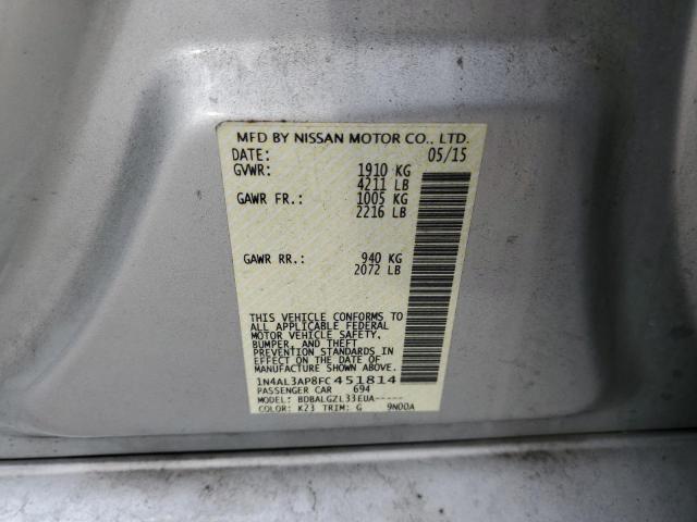 1N4AL3AP8FC451814 - 2015 NISSAN ALTIMA 2.5 SILVER photo 13