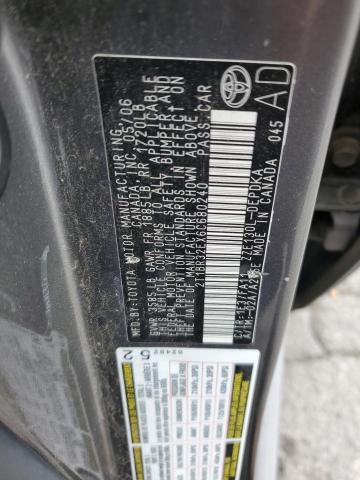 2T1BR32EX6C680240 - 2006 TOYOTA COROLLA CE GRAY photo 12