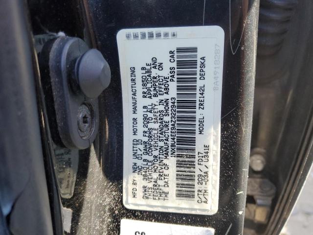 1NXBU4EE9AZ322943 - 2010 TOYOTA COROLLA BASE BLACK photo 12