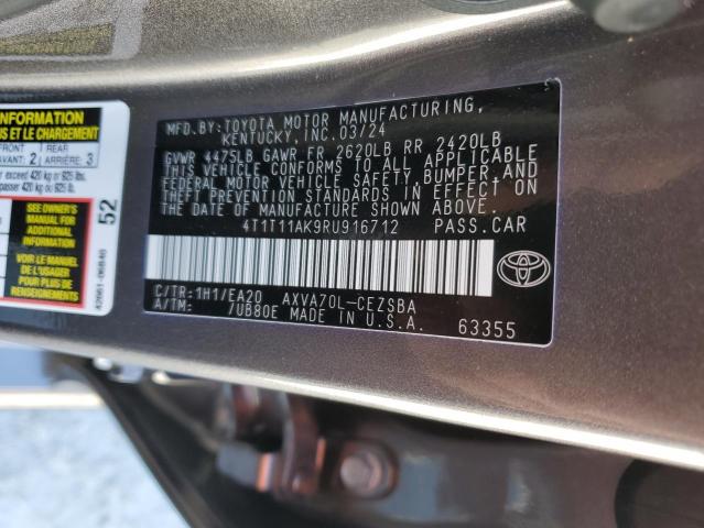 4T1T11AK9RU916712 - 2024 TOYOTA CAMRY SE NIGHT SHADE GRAY photo 12