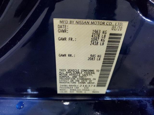 1N4BL4BV0LC216374 - 2020 NISSAN ALTIMA S BLUE photo 12