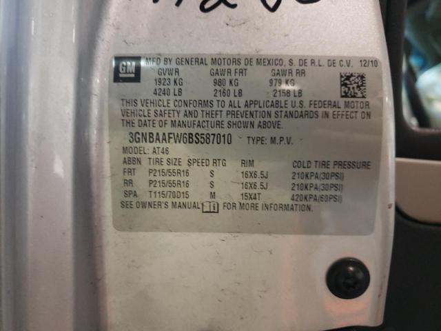 3GNBAAFW6BS587010 - 2011 CHEVROLET HHR LS 银色 照片 12