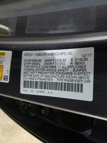 1HGCV1F56JA070610 - 2018 HONDA ACCORD EXL GRAY photo 13