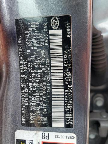 4T1BF1FK2EU749738 - 2014 TOYOTA CAMRY L CHARCOAL photo 13