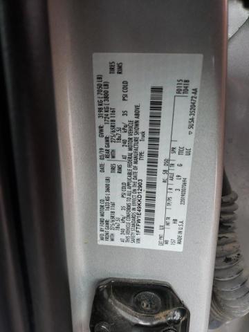 1FTFW1E49KKD12903 - 2019 FORD F150 SUPERCREW SILVER photo 12