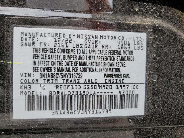 3N1AB8CV5NY316739 - 2022 NISSAN SENTRA SV BLACK photo 13