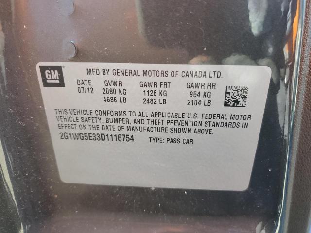 2G1WG5E33D1116754 - 2013 CHEVROLET IMPALA LT CHARCOAL photo 12