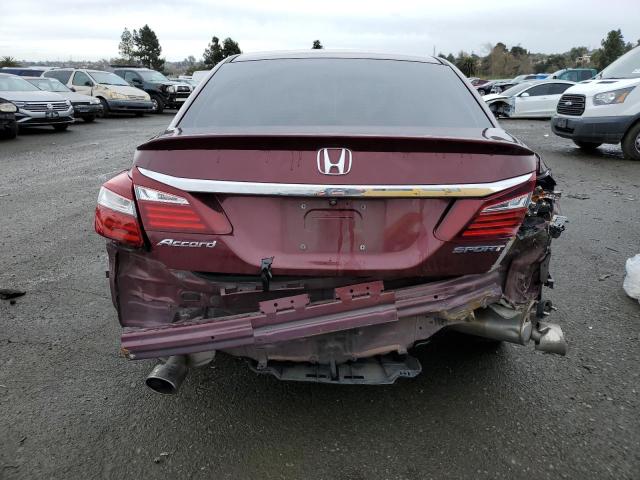 1HGCR2F58GA070708 - 2016 HONDA ACCORD SPORT BURGUNDY photo 6