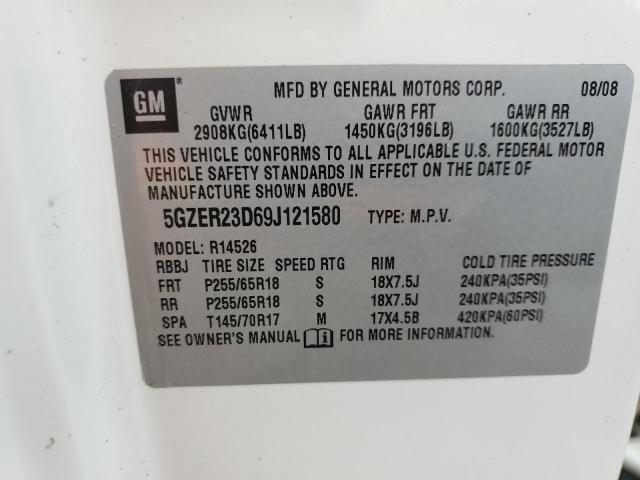 5GZER23D69J121580 - 2009 SATURN OUTLOOK XR WHITE photo 13