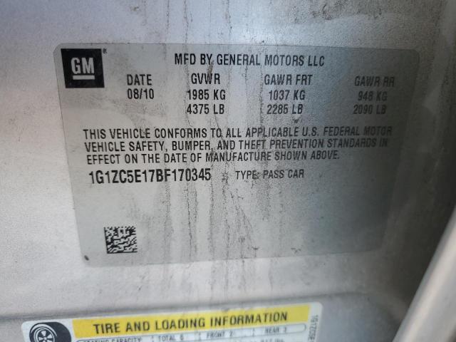 1G1ZC5E17BF170345 - 2011 CHEVROLET MALIBU 1LT 银色 照片 13