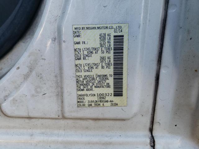 1N6BF0LY5EN100322 - 2014 NISSAN NV 2500 WHITE photo 13