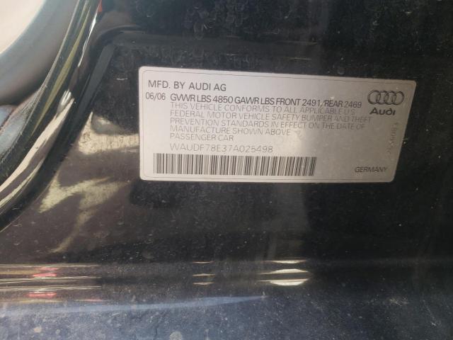 WAUDF78E37A025498 - 2007 AUDI A4 2.0T QUATTRO BLACK photo 10