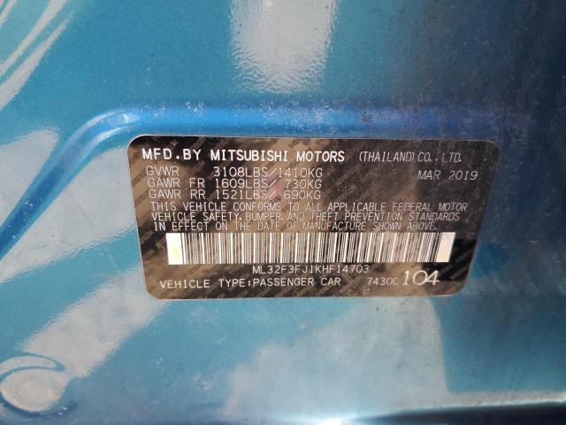 ML32F3FJ1KHF14703 - 2019 MITSUBISHI MIRAGE G4 ES BLUE photo 12