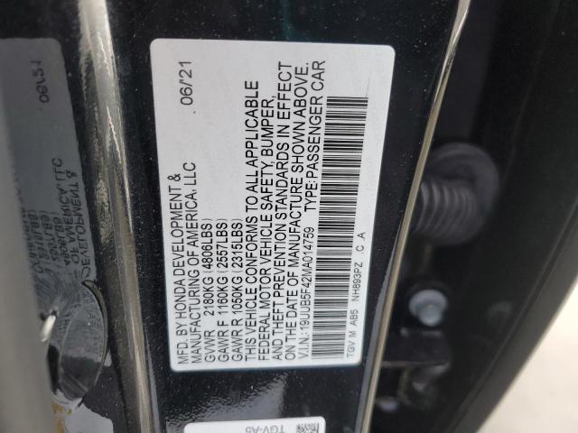 19UUB5F42MA014759 - 2021 ACURA TLX TECHNOLOGY BLACK photo 12