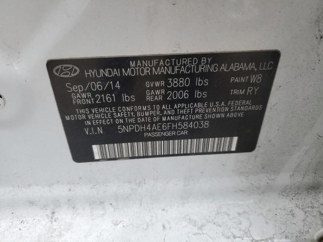 5NPDH4AE6FH584038 - 2015 HYUNDAI ELANTRA SE WHITE photo 12