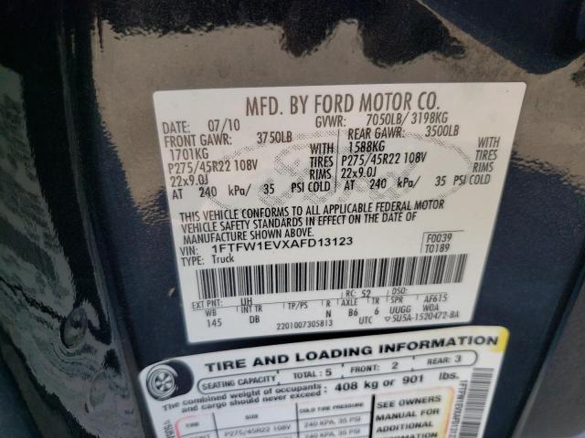 1FTFW1EVXAFD13123 - 2010 FORD F150 SUPERCREW BLACK photo 12