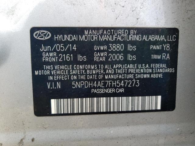 5NPDH4AE7FH547273 - 2015 HYUNDAI ELANTRA SE SILVER photo 12