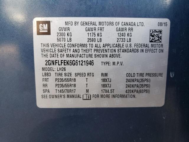 2GNFLFEK6G6121946 - 2016 CHEVROLET EQUINOX LT BLUE photo 12