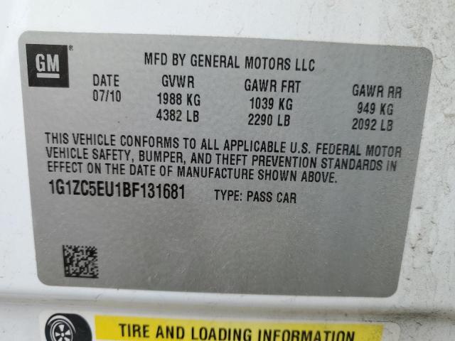 1G1ZC5EU1BF131681 - 2011 CHEVROLET MALIBU 1LT WHITE photo 12