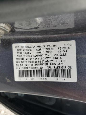 1HGCR2F34DA108039 - 2013 HONDA ACCORD LX CHARCOAL photo 12