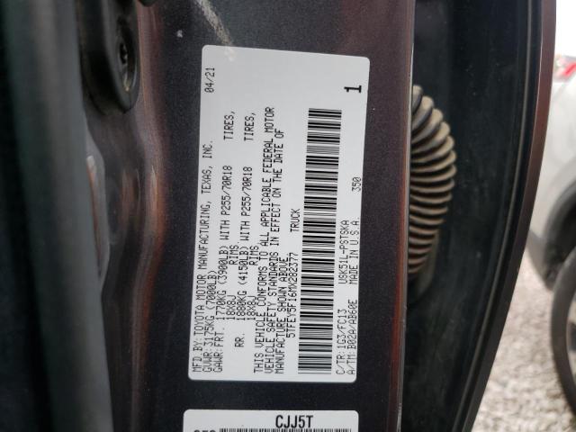 5TFEY5F16MX282377 - 2021 TOYOTA TUNDRA CREWMAX SR5 GRAY photo 12