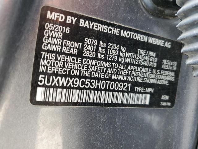 5UXWX9C53H0T00921 - 2017 BMW X3 XDRIVE28I GRAY photo 13