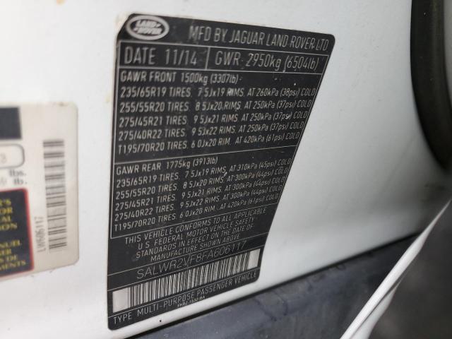 SALWR2VF8FA606117 - 2015 LAND ROVER RANGE ROVE HSE WHITE photo 13
