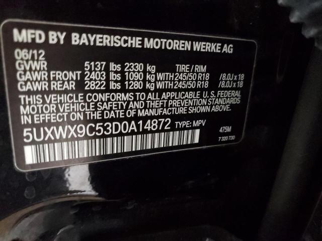 5UXWX9C53D0A14872 - 2013 BMW X3 XDRIVE2 BLACK photo 13
