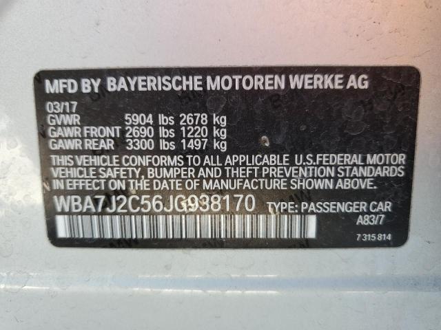 WBA7J2C56JG938170 - 2018 BMW 740 XE SILVER photo 12