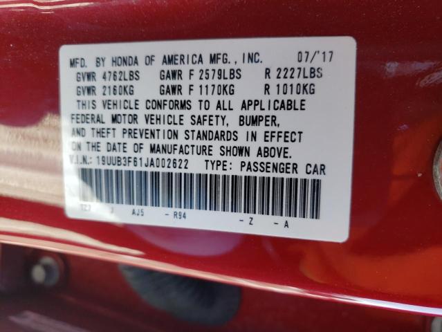 19UUB3F61JA002622 - 2018 ACURA TLX TECH+A RED photo 12