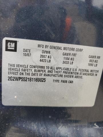 2G2WP552181169025 - 2008 PONTIAC GRAND PRIX CHARCOAL photo 10