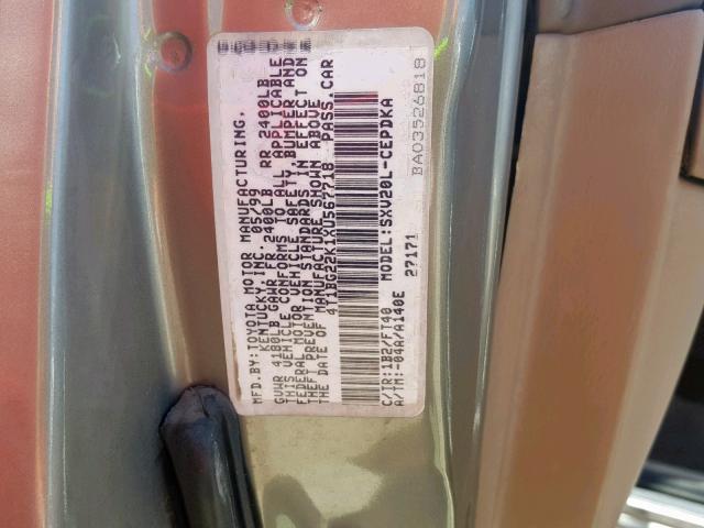 4T1BG22K1XU567718 - 1999 TOYOTA CAMRY CE  photo 10