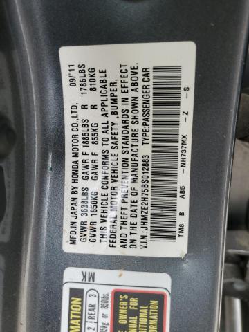 JHMZE2H75BS012883 - 2011 HONDA INSIGHT EX GRAY photo 12