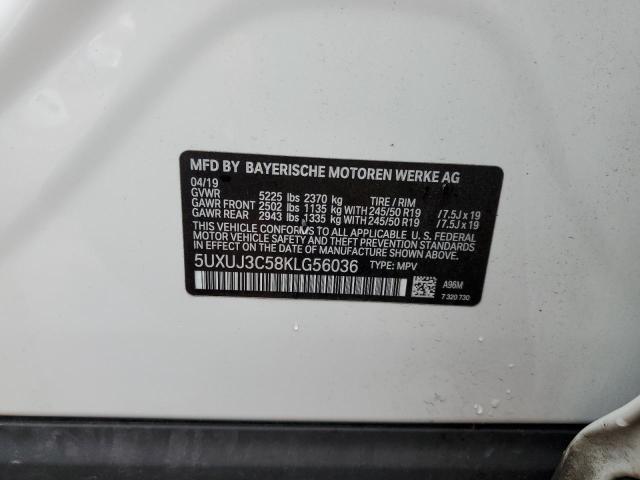 5UXUJ3C58KLG56036 - 2019 BMW X4 XDRIVE30I WHITE photo 12