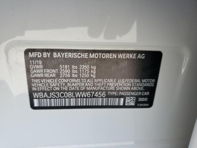 WBAJS3C08LWW67456 - 2020 BMW 540 XI WHITE photo 12