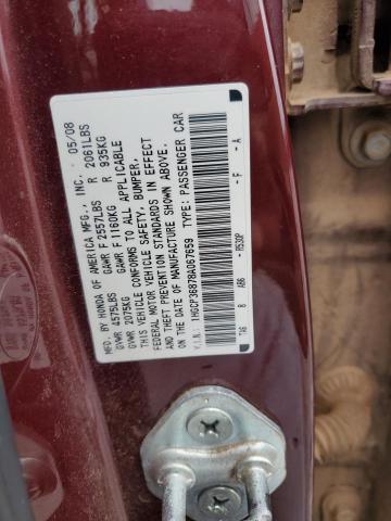 1HGCP36878A067659 - 2008 HONDA ACCORD EXL BURGUNDY photo 13