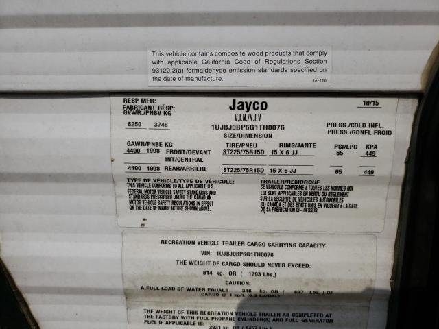 1UJBJ0BP6G1TH0076 - 2016 JAYC TRAVEL TRL ორფეროვანი ფოტო 10