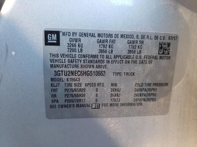 3GTU2NEC6HG510663 - 2017 GMC SIERRA K1500 SLT SILVER photo 12