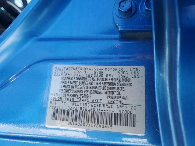 3N1AB8DVXLY240849 - 2020 NISSAN SENTRA SR BLUE photo 13