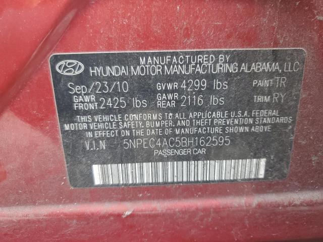 5NPEC4AC5BH162595 - 2011 HYUNDAI SONATA SE RED photo 12