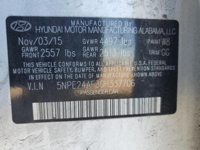 5NPE24AF3GH337706 - 2016 HYUNDAI SONATA SE WHITE photo 12