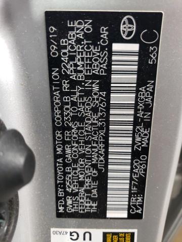 JTDKARFPXL3137674 - 2020 TOYOTA PRIUS PRIM LE SILVER photo 13