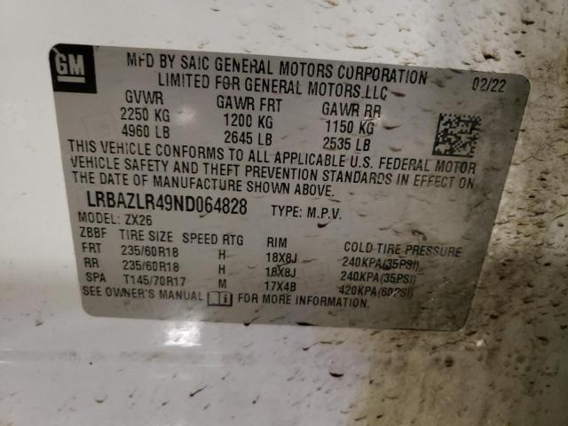 LRBAZLR49ND064828 - 2022 BUICK ENVISION PREFERRED WHITE photo 12