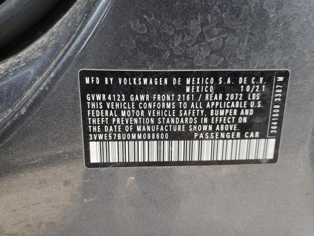 3VWE57BU0MM088600 - 2021 VOLKSWAGEN JETTA SEL GRAY photo 12