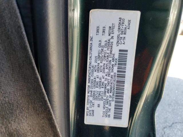 5TESN92N93Z182969 - 2003 TOYOTA TACOMA XTRACAB PRERUNNER მწვანე ფოტო 12